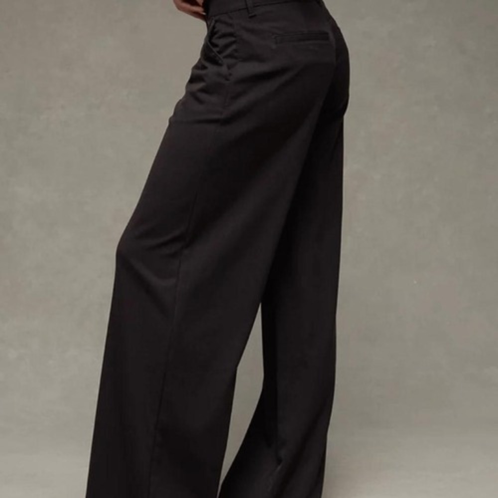 American Eagle Black Wide Leg Trousers Size 2 Stretch